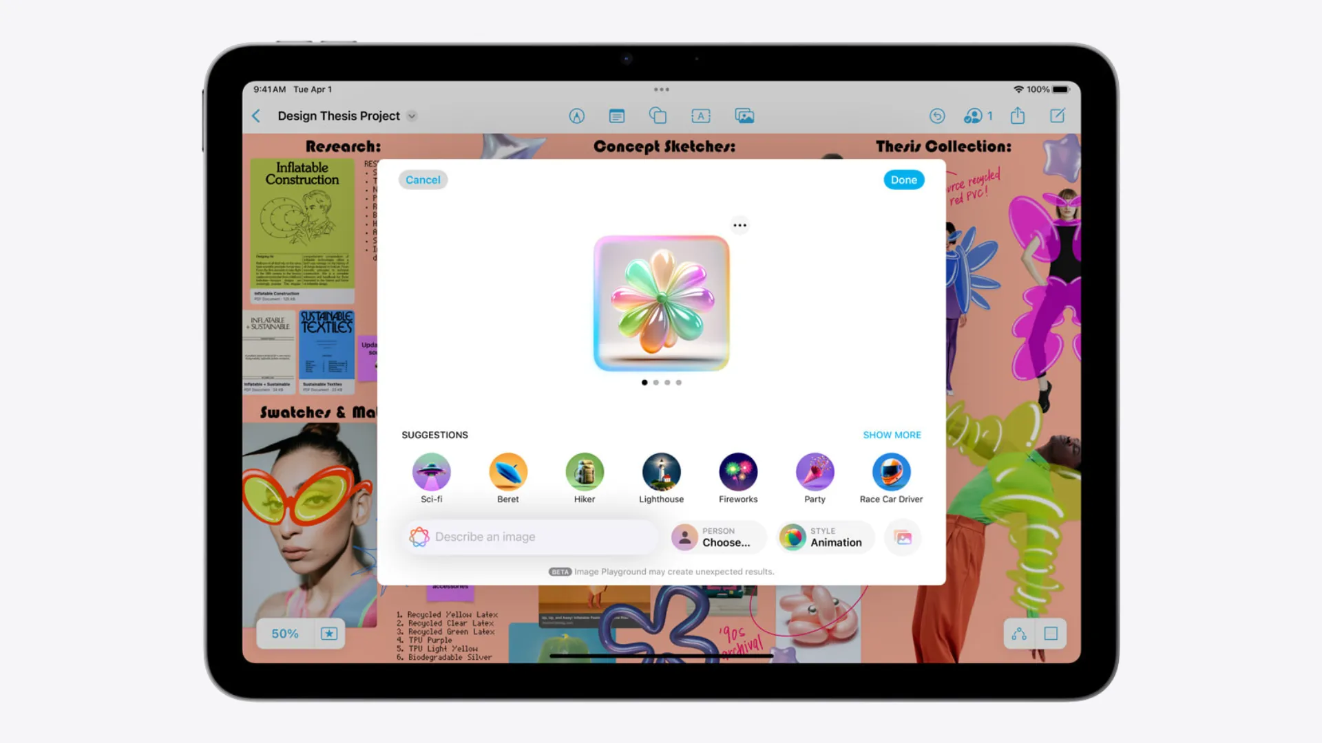 Giao diện Apple Intelligence đang hoạt động trên iPad Air M3, minh họa tính năng AI tiên tiến.