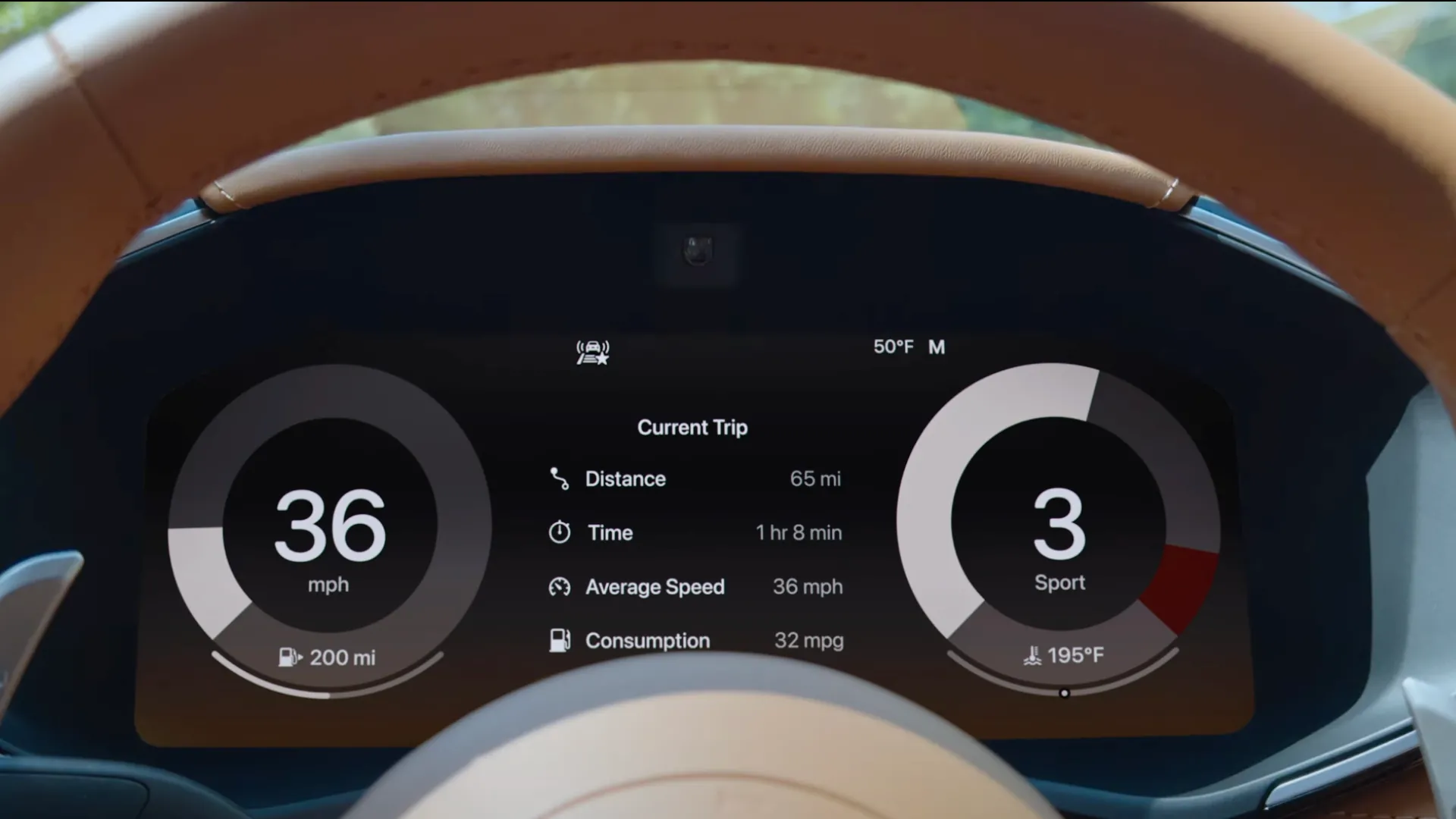 Giao diện CarPlay Ultra hiển thị trên cụm đồng hồ của xe