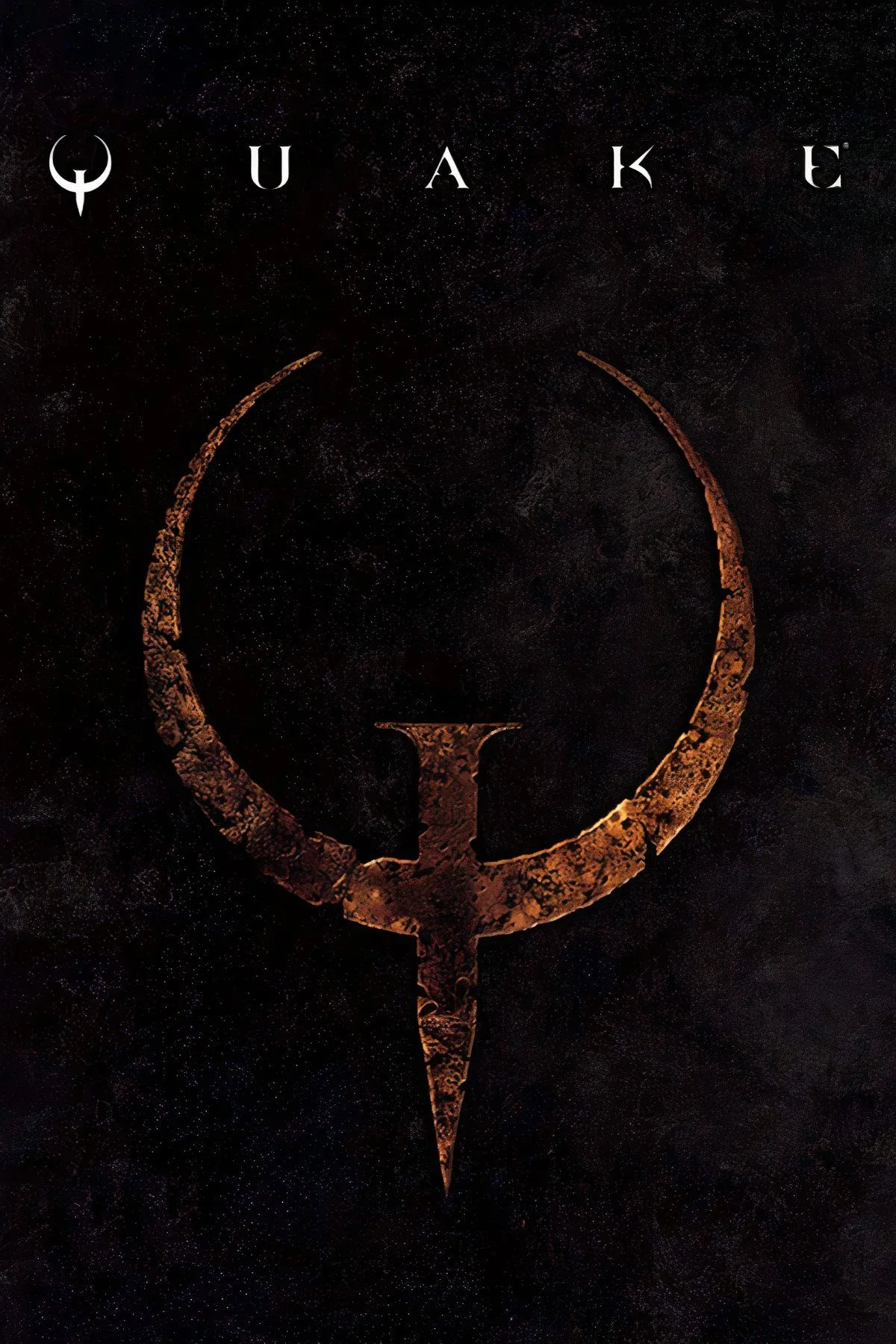Giao diện chơi game Quake, hiển thị cảnh bắn súng góc nhìn thứ nhất với đồ họa thập niên 90