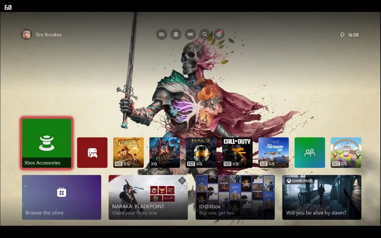Giao diện dashboard của Xbox được stream qua Greenlight, minh họa một tùy chọn thân thiện cho hệ điều hành của máy chơi game cầm tay Xbox.