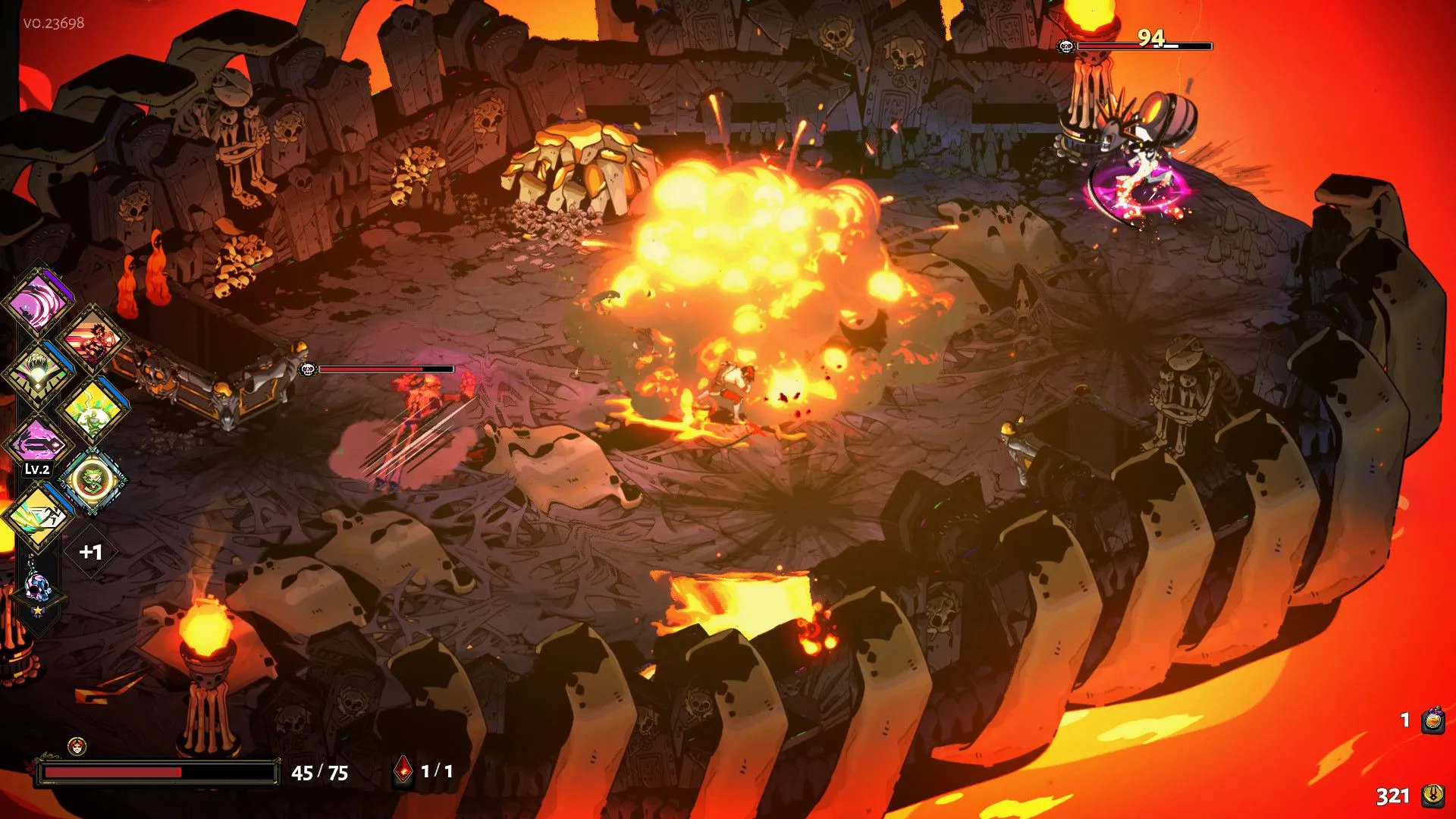 Giao diện nâng cấp và lựa chọn Blessings trong game Hades.