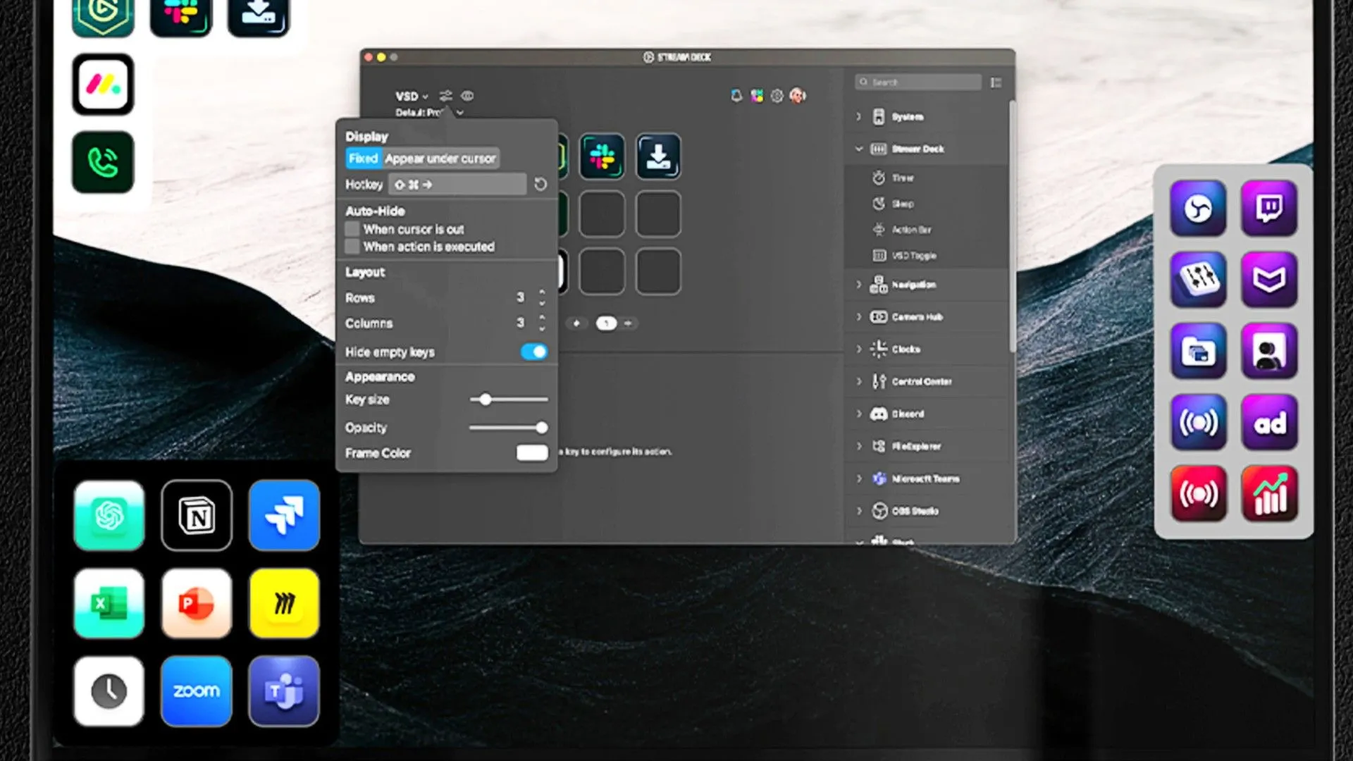 Giao diện phần mềm Elgato Virtual Stream Deck hiển thị các nút chức năng