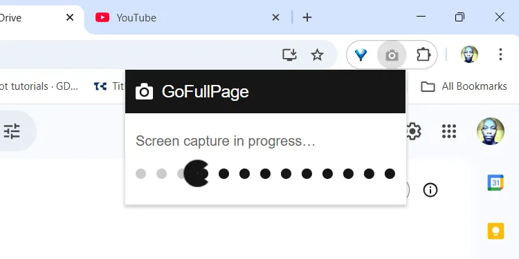 Giao diện tiện ích GoFullPage trên Google Chrome, minh họa khả năng chụp toàn bộ trang web chỉ với một cú nhấp chuột.