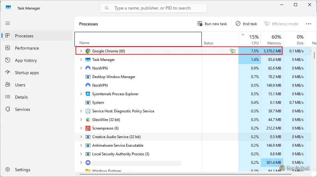Google Chrome đang chạy trên máy tính Windows 11