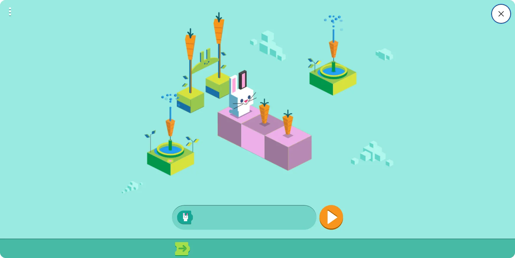 Google Doodle game Coding for Carrots dạy trẻ em lập trình với chú thỏ dễ thương