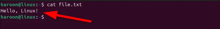 Hiển thị nội dung file văn bản vừa tạo bằng lệnh echo kết hợp với cat trong Linux