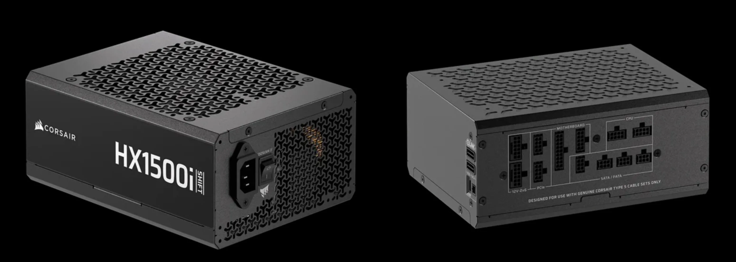Hình ảnh cận cảnh bộ nguồn Corsair HX1500i SHIFT, đại diện cho dòng sản phẩm HXi SHIFT cao cấp.