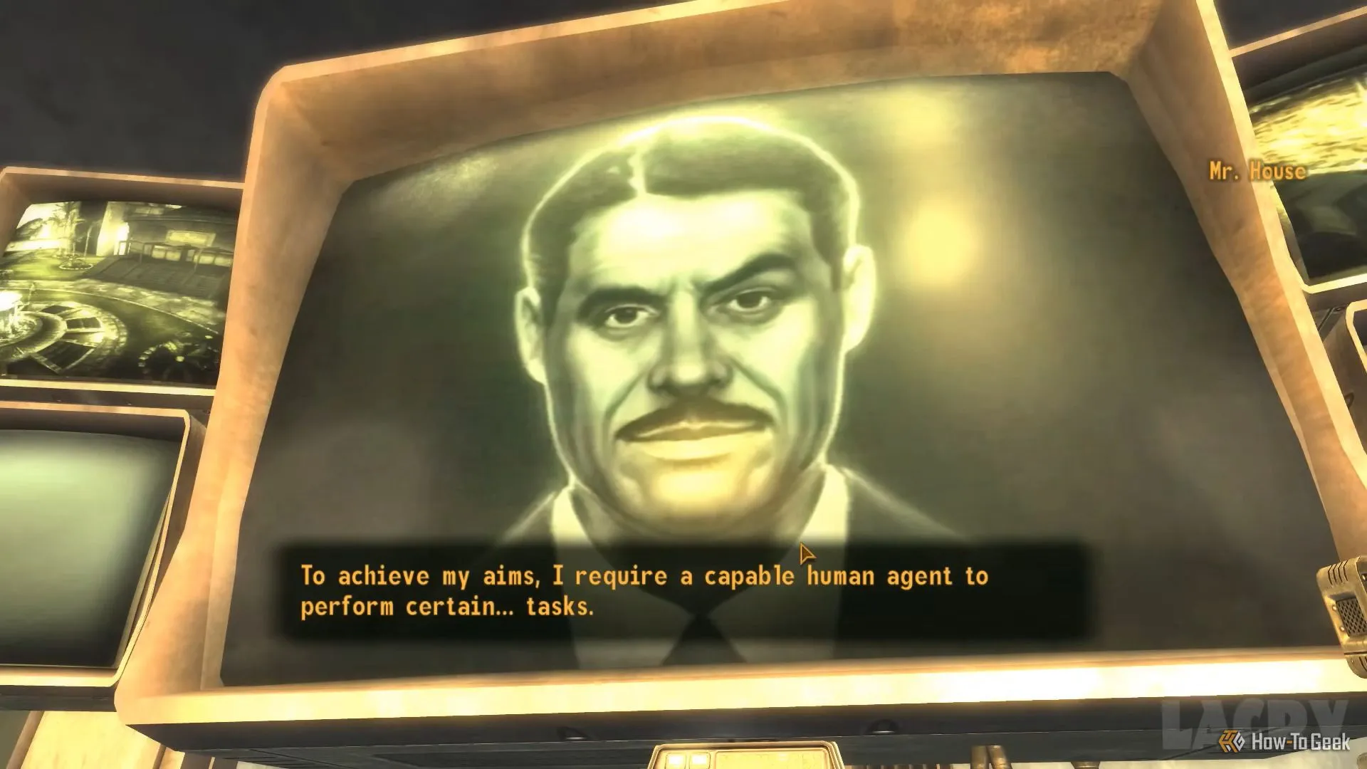 Hình ảnh Mr. House trong game Fallout: New Vegas, biểu tượng của sự lựa chọn trong RPG