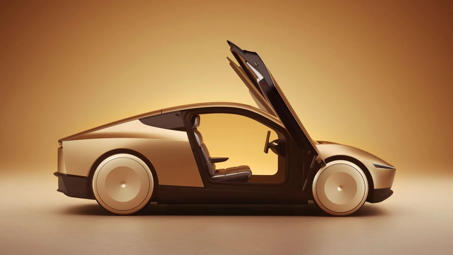 Hình ảnh Tesla Cybercab với cửa cánh bướm mở