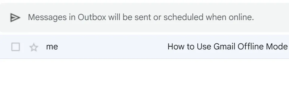 Hộp thư đi (Outbox) hiển thị các tin nhắn đã soạn trong chế độ ngoại tuyến của Gmail.