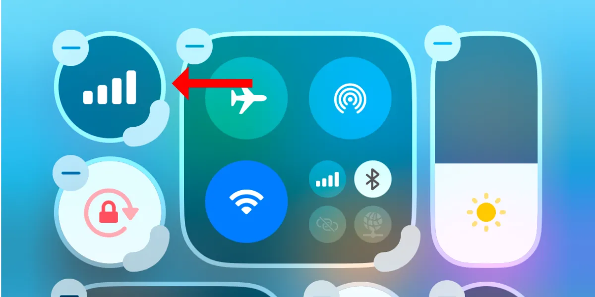 Kéo thả nút điều khiển dữ liệu di động lên vị trí mong muốn trong Control Center iOS 18