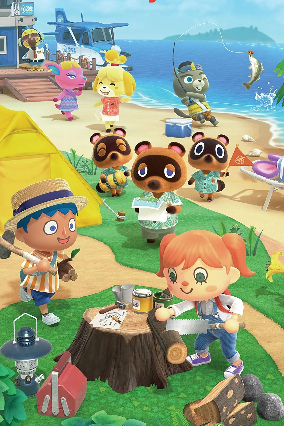 Khung cảnh hòn đảo yên bình với các nhân vật trong Animal Crossing New Horizons
