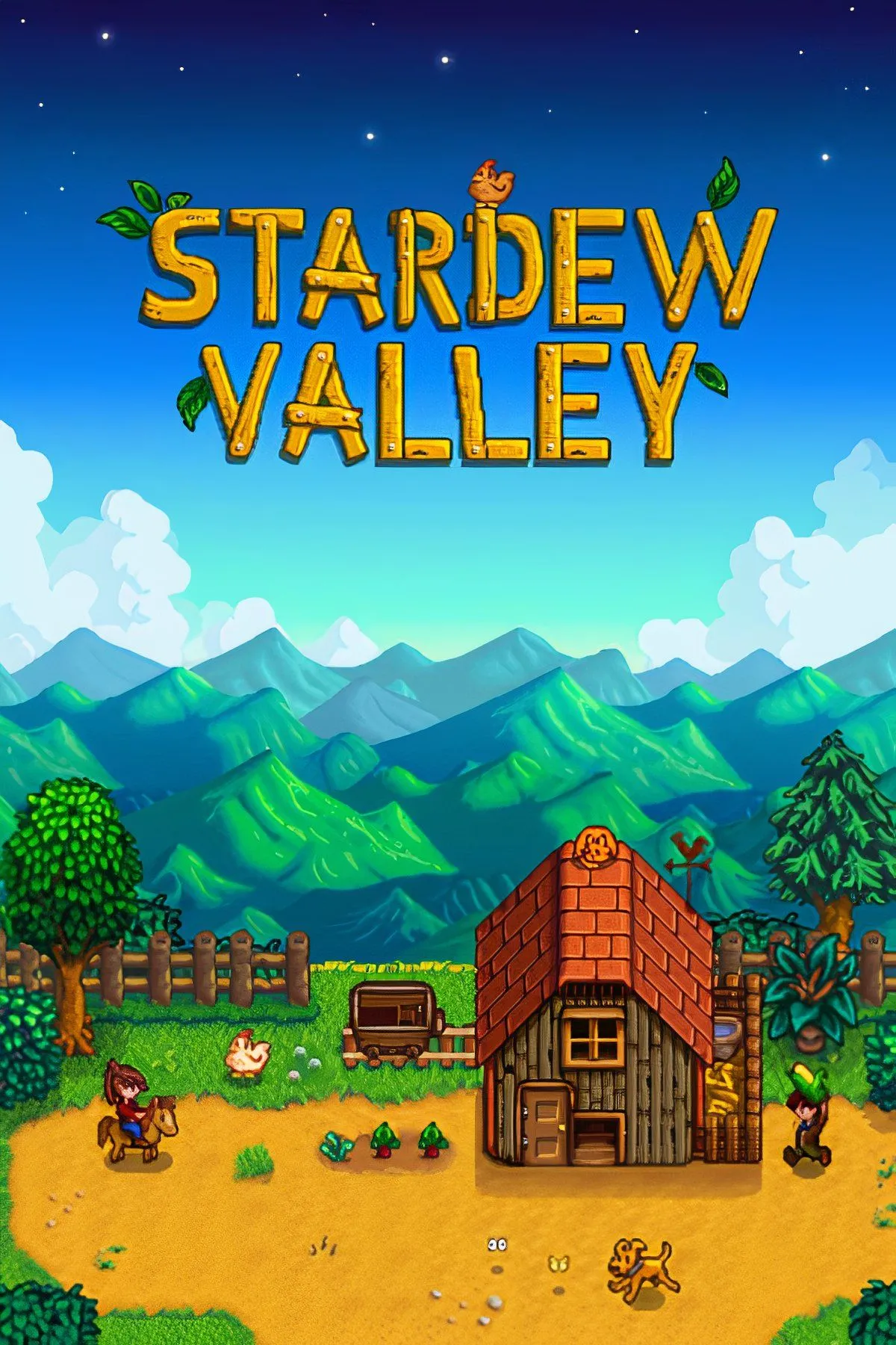 Khung cảnh nông trại yên bình trong Stardew Valley, thể hiện lối chơi trồng trọt và quản lý tài nguyên của game mô phỏng này.