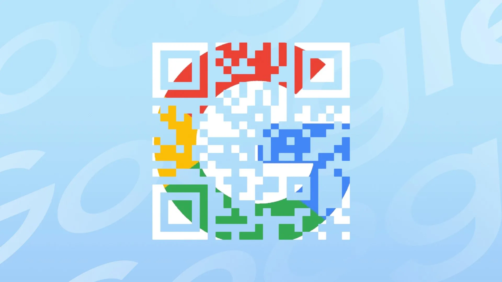 Logo Google nằm trong mã QR, biểu tượng của các phương thức xác thực và bảo mật hiện đại.