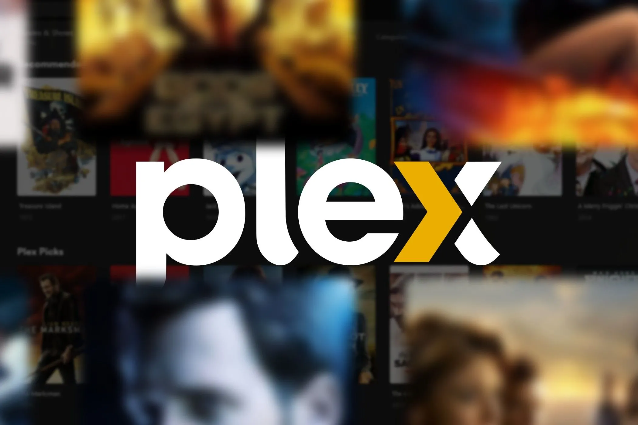 Logo Plex với biểu tượng màu cam và chữ Plex
