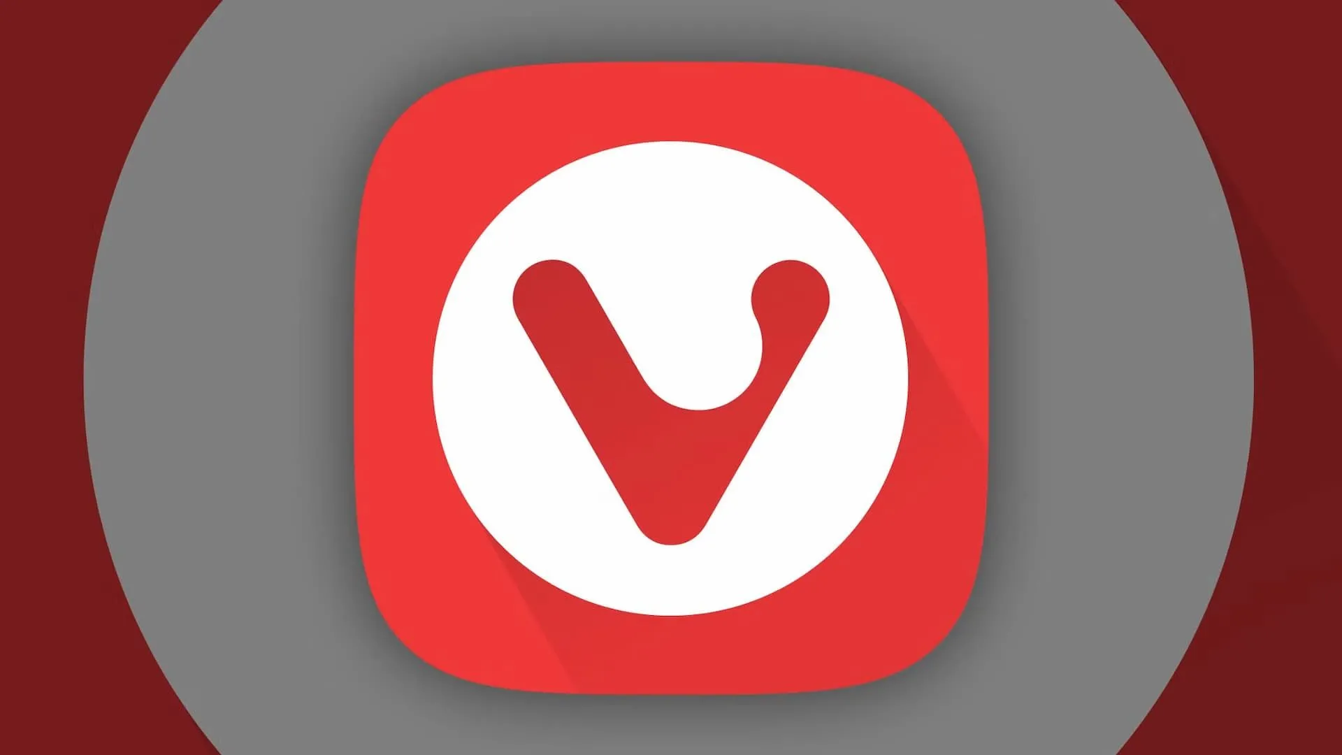 Logo trình duyệt Vivaldi với hình tròn trắng trên nền đỏ