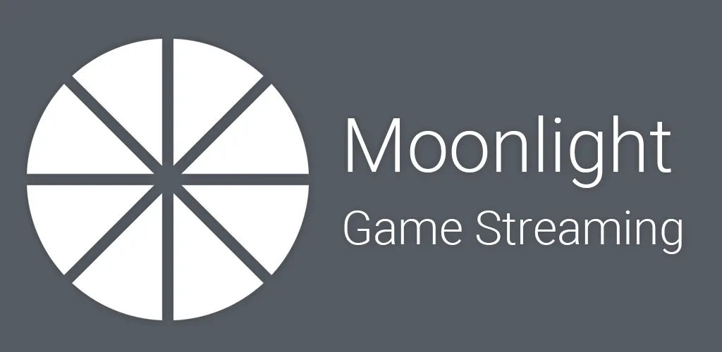 Logo ứng dụng Moonlight Streaming với hình ảnh một chiếc điều khiển game và trăng khuyết, biểu thị khả năng truyền phát game.