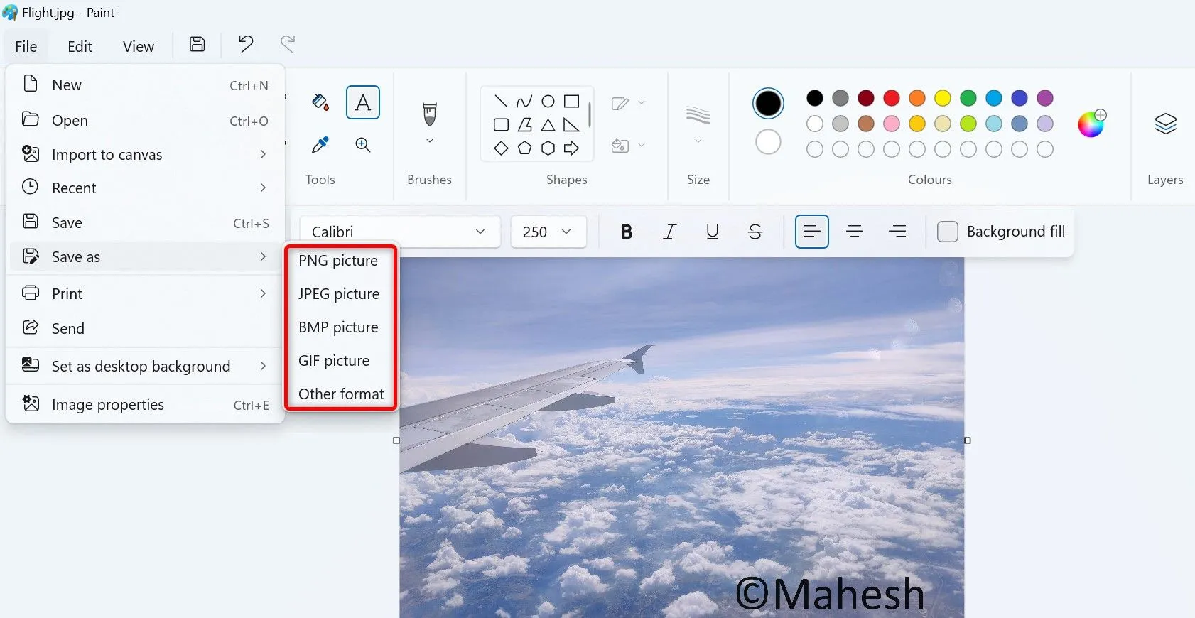 Lưu ảnh đã thêm watermark với các định dạng khác nhau trong Paint