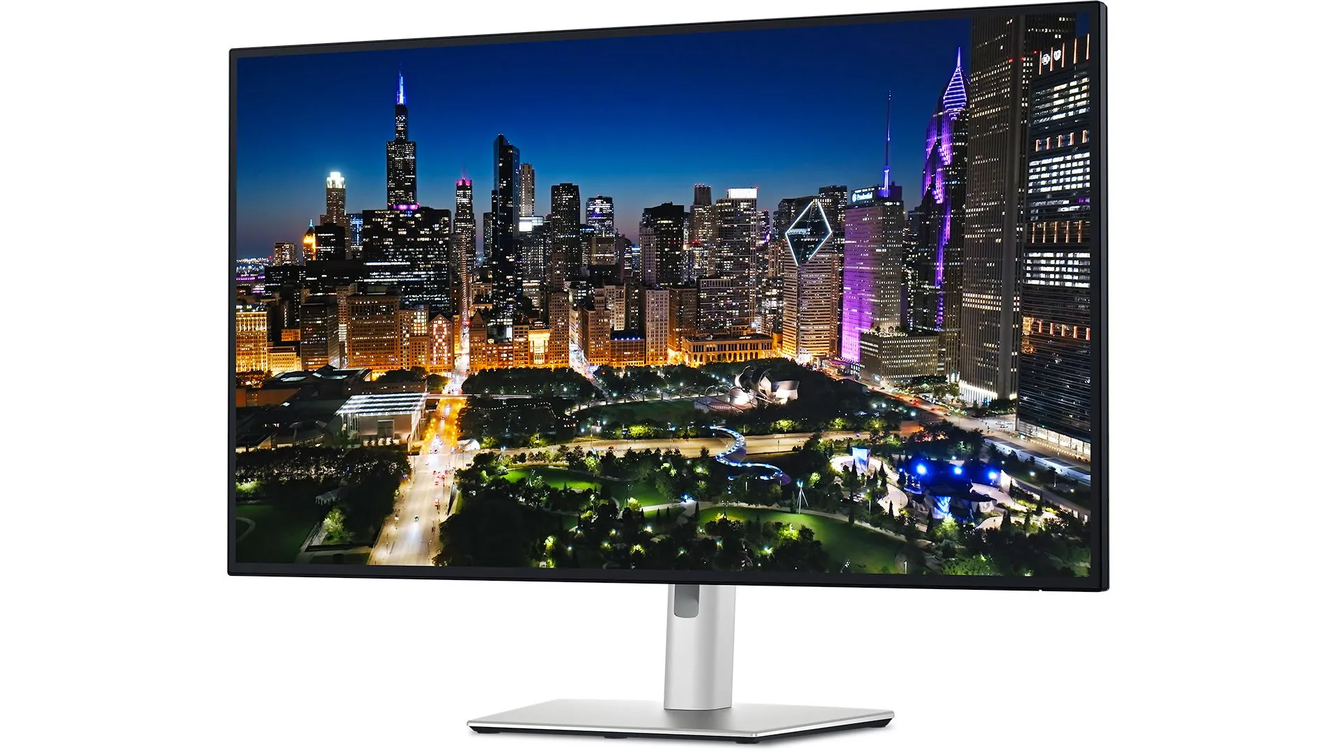 Màn hình Dell UltraSharp 4K Thunderbolt Hub nhìn từ phía trước, biểu tượng cho việc tinh chỉnh các cài đặt hiển thị.