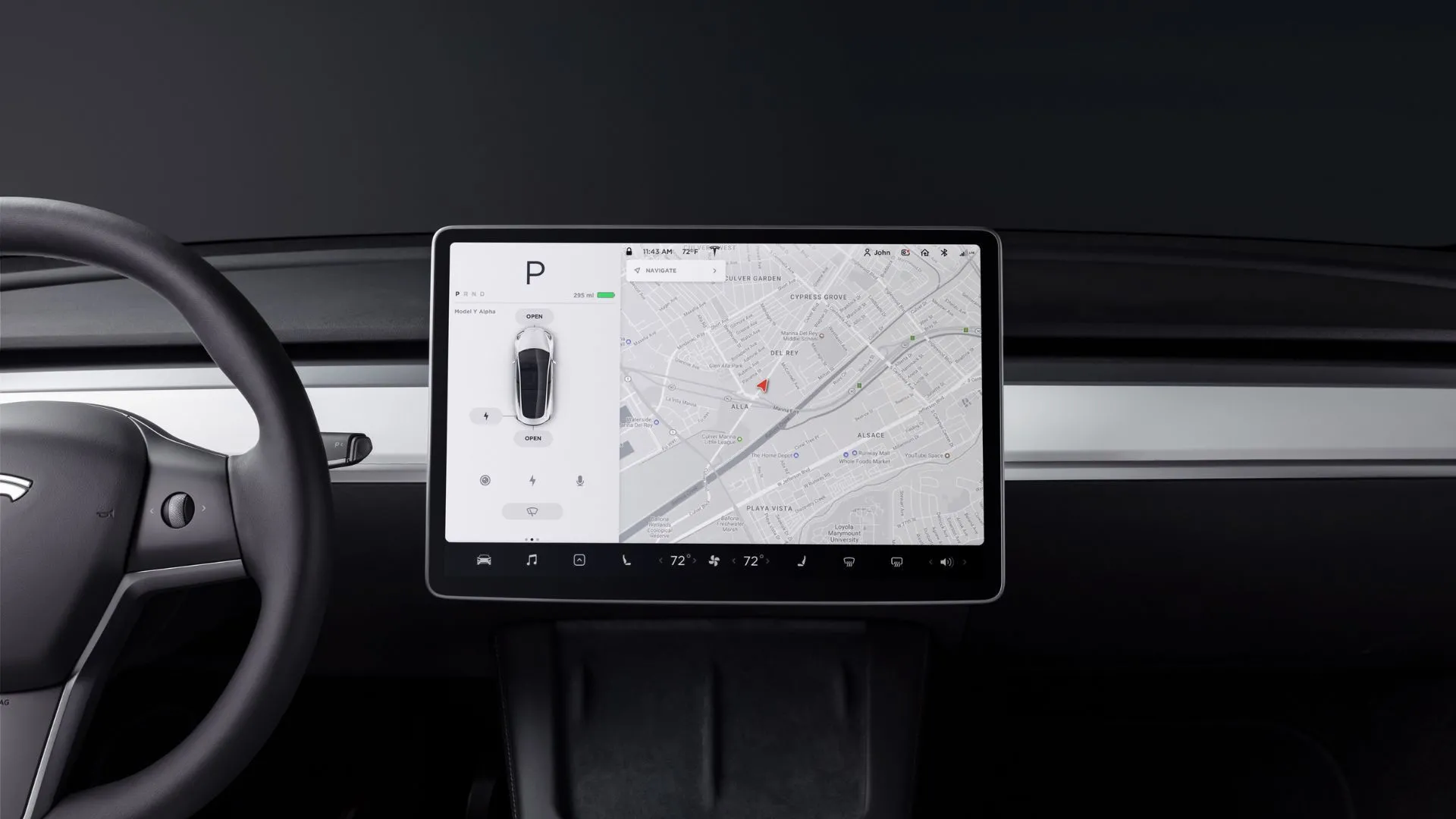 Màn hình giải trí trung tâm của Tesla Model Y.
