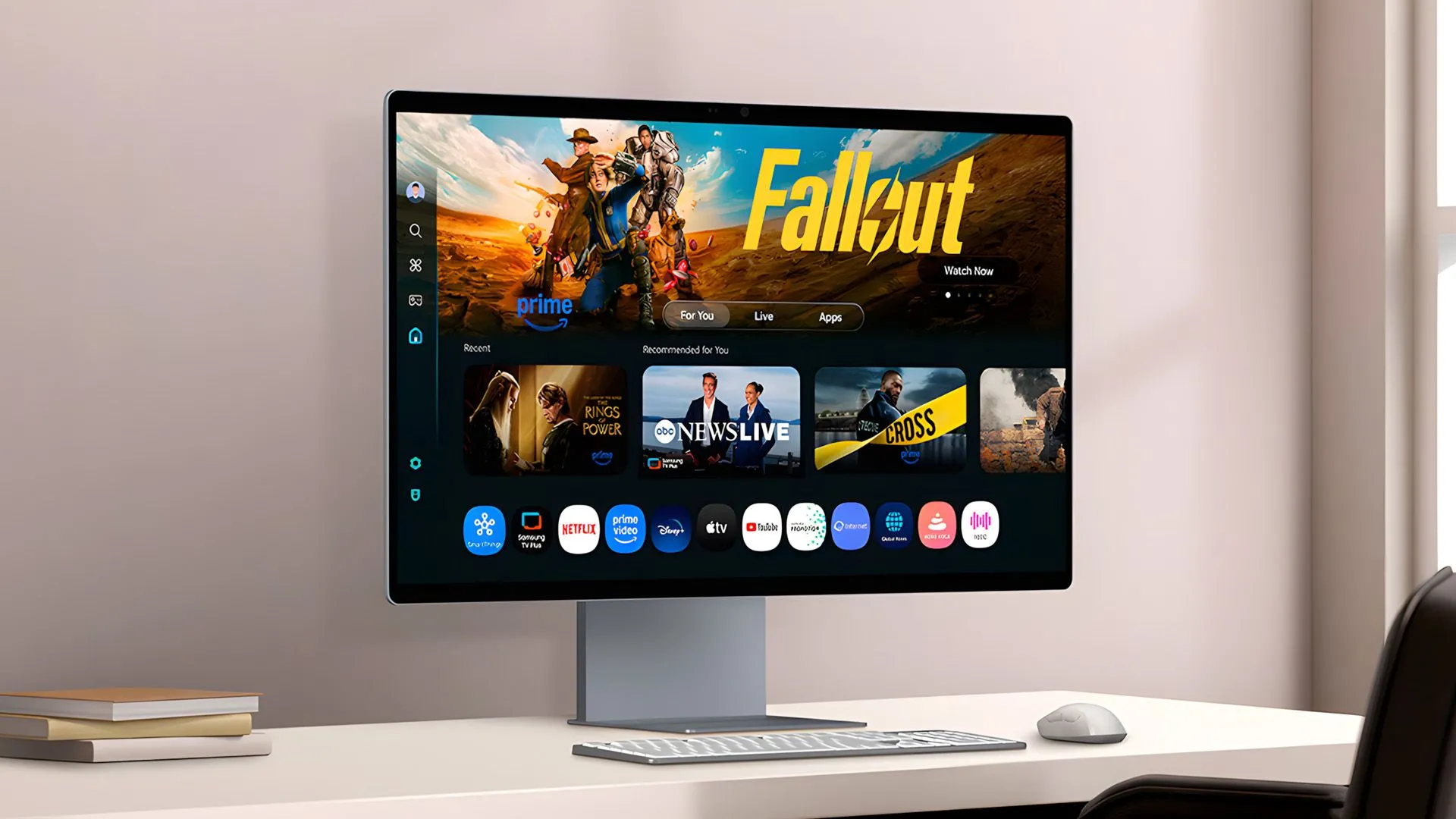 Màn hình thông minh Samsung Smart Monitor M9 với viền mỏng và chân đế hiện đại