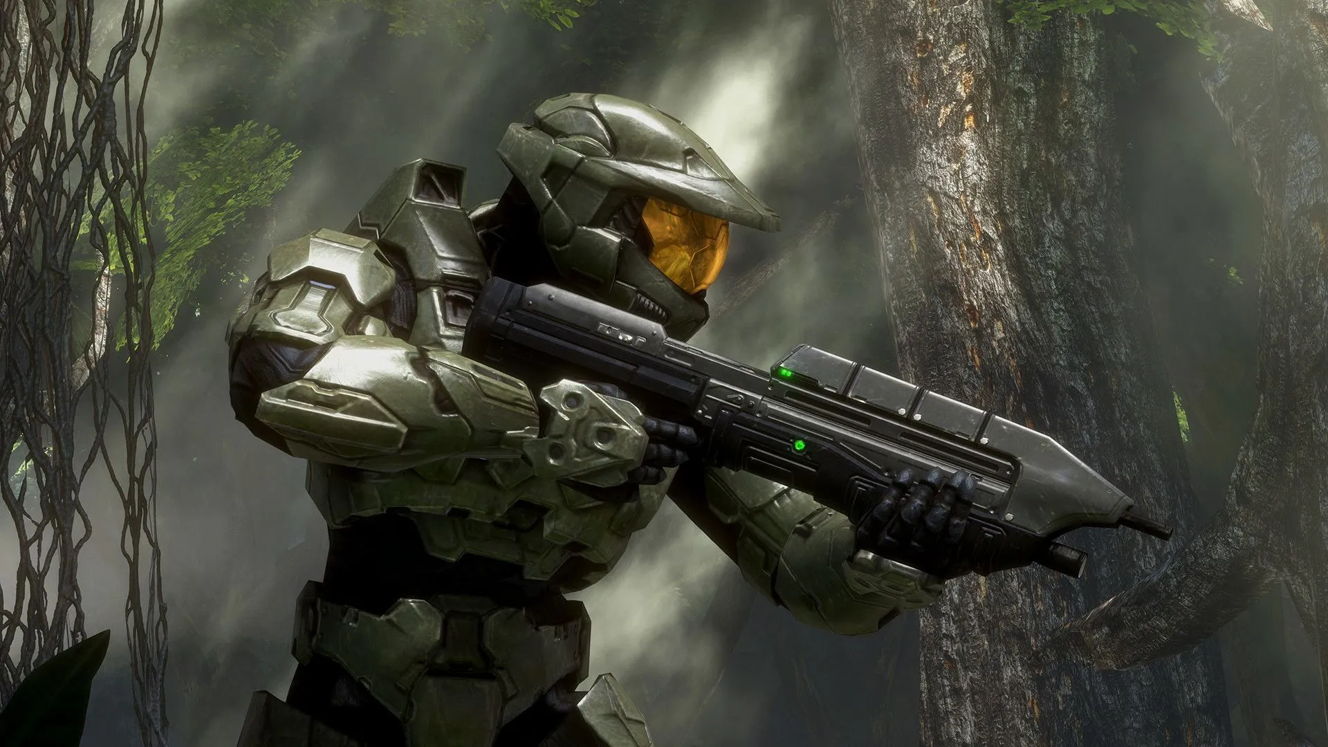Master Chief cầm súng trong game Halo 3