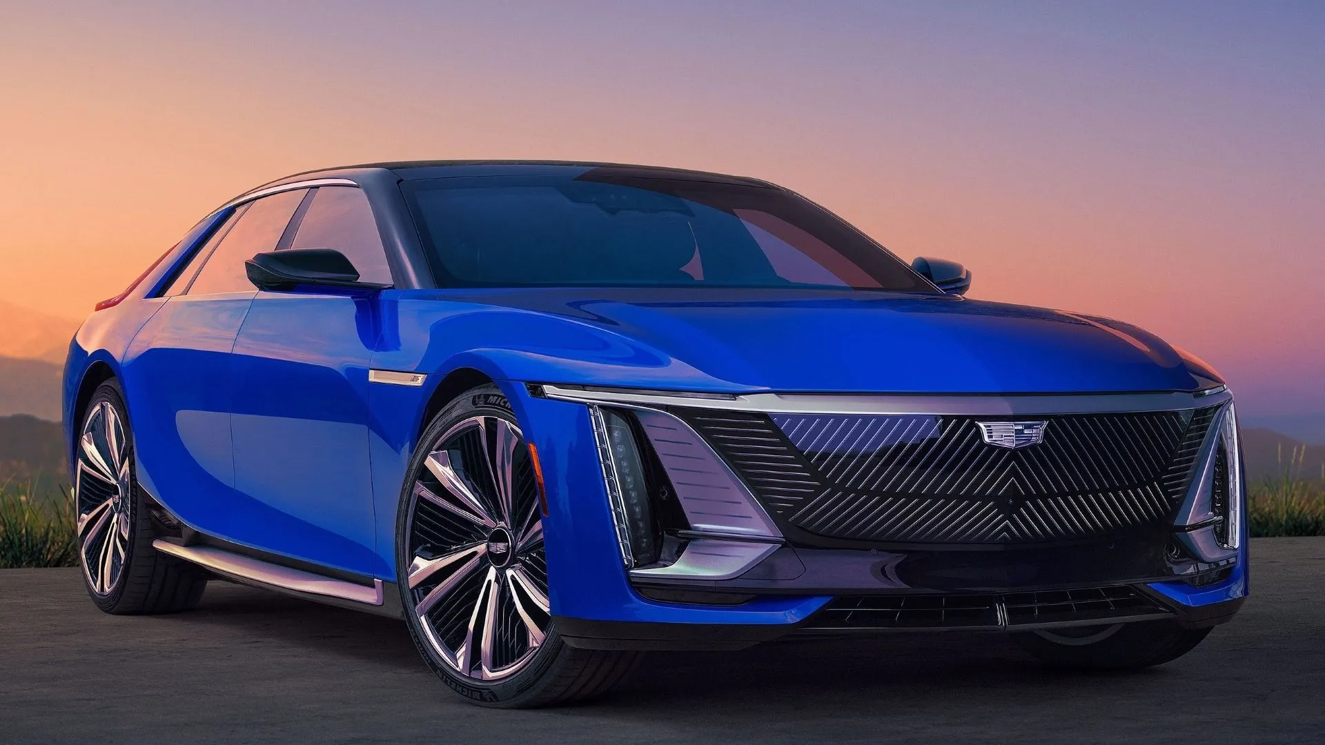 Mẫu xe sedan siêu sang Cadillac Celestiq 2024 màu bạc với thiết kế sang trọng và hiện đại