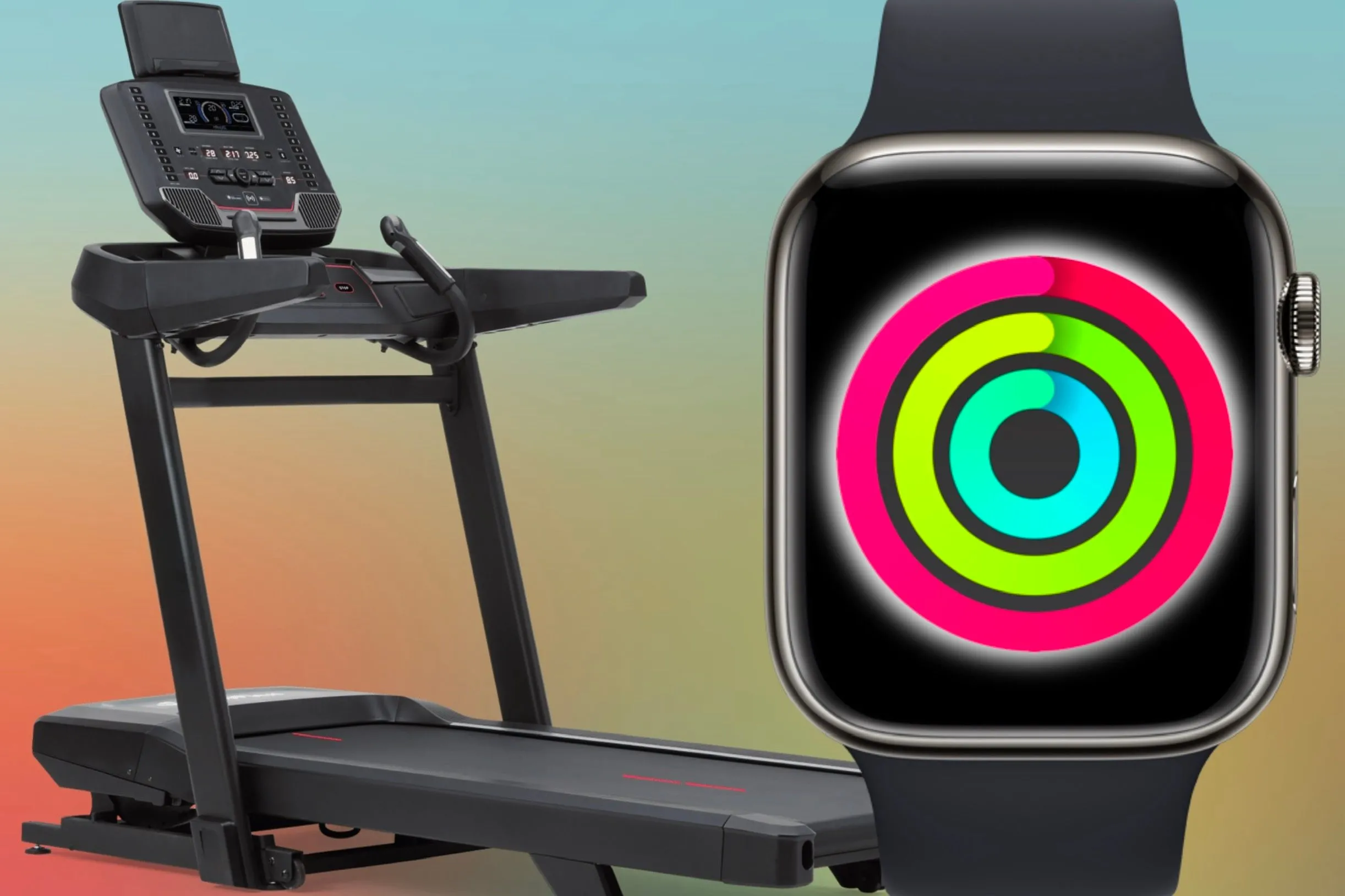 Máy chạy bộ hiện đại tương thích Apple Watch giúp theo dõi dữ liệu tập luyện