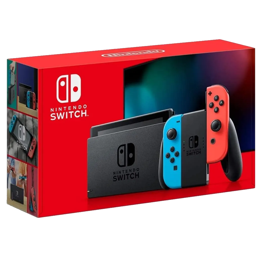 Máy chơi game Nintendo Switch với thiết kế đặc trưng, biểu tượng của triết lý tập trung vào gameplay.