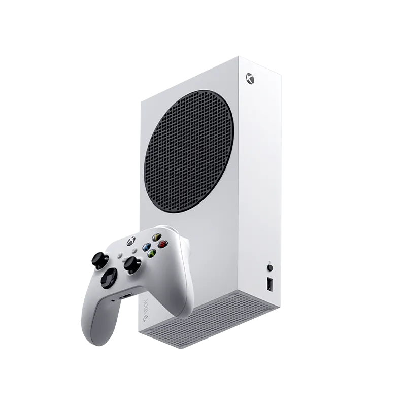 Máy chơi game Xbox Series S màu trắng đi kèm bộ điều khiển, minh họa khả năng hỗ trợ chuột và bàn phím trên console
