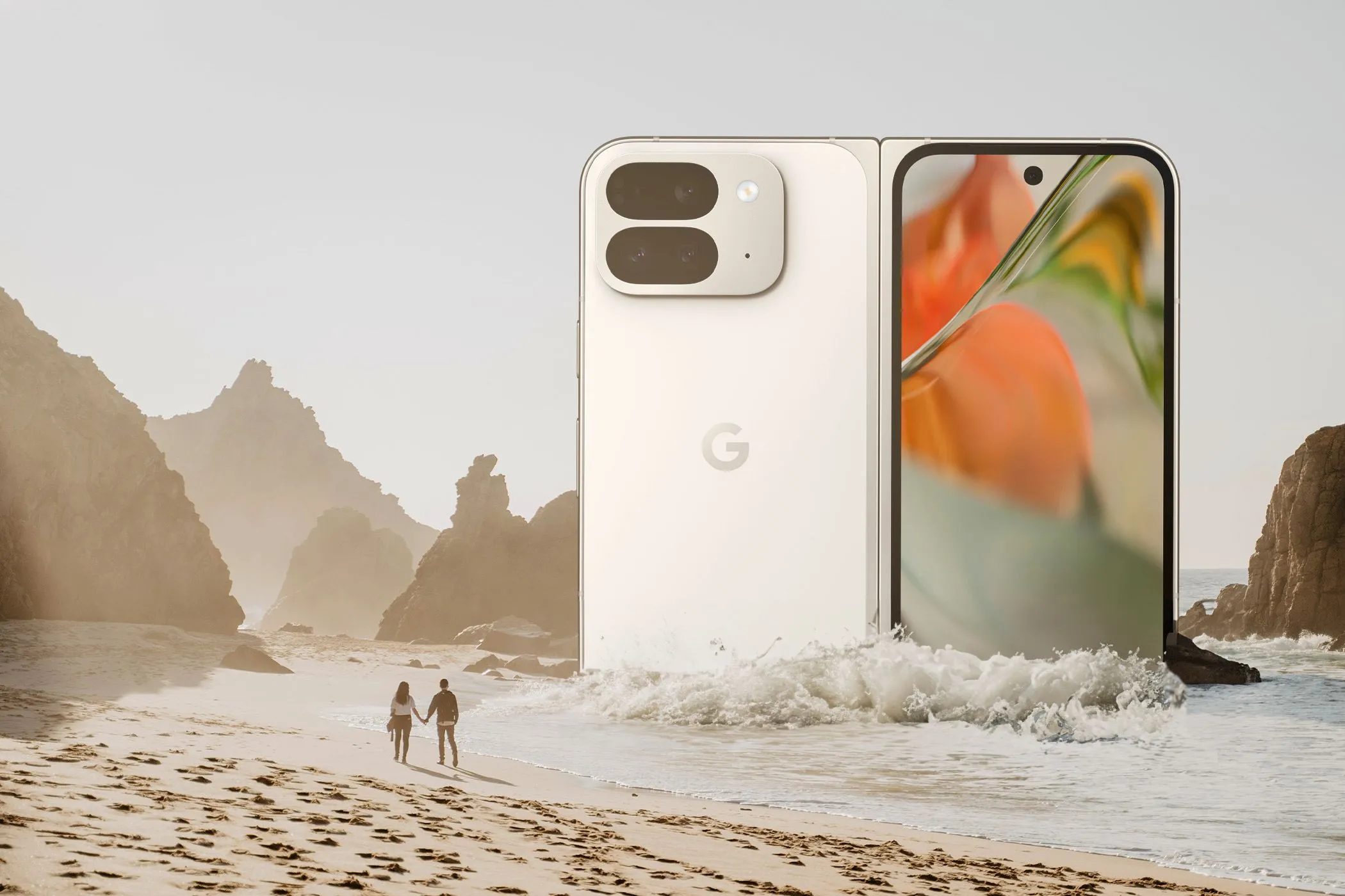 Minh họa điện thoại Google Pixel 9 Pro Fold với cụm camera sau đặc trưng, thể hiện khả năng nhiếp ảnh ấn tượng của Pixel.