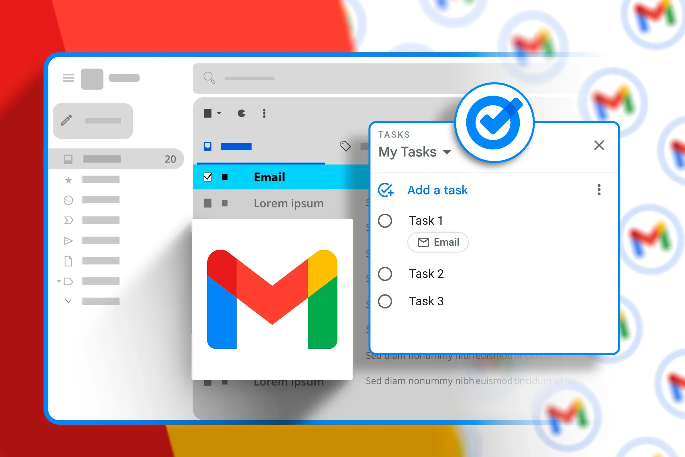 Minh họa hộp thư đến Gmail với một email đang được thêm vào danh sách công việc cần làm.