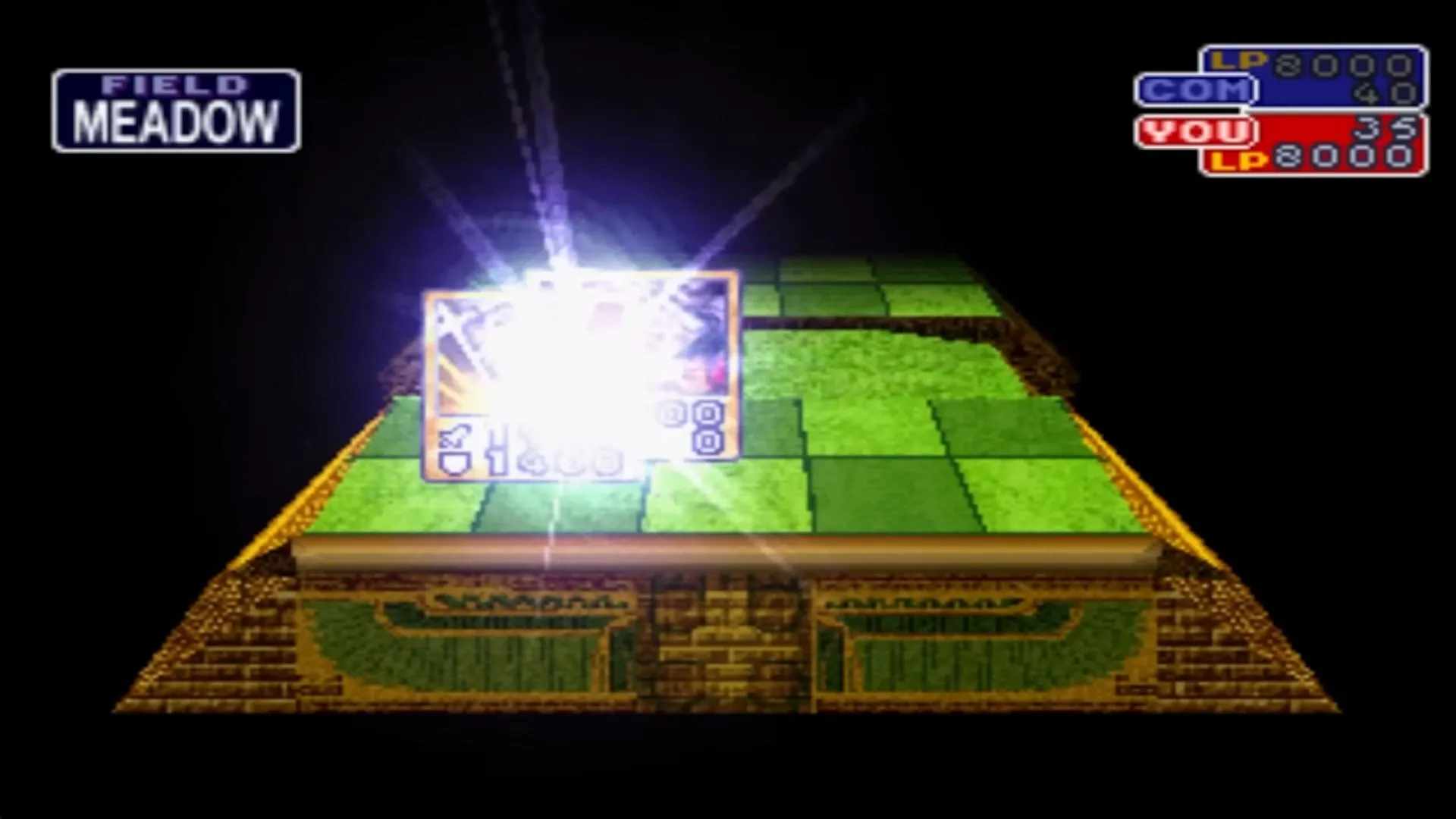Minh họa quá trình dung hợp hai quái vật để tạo ra quái vật mạnh hơn trong Yu-Gi-Oh Forbidden Memories.