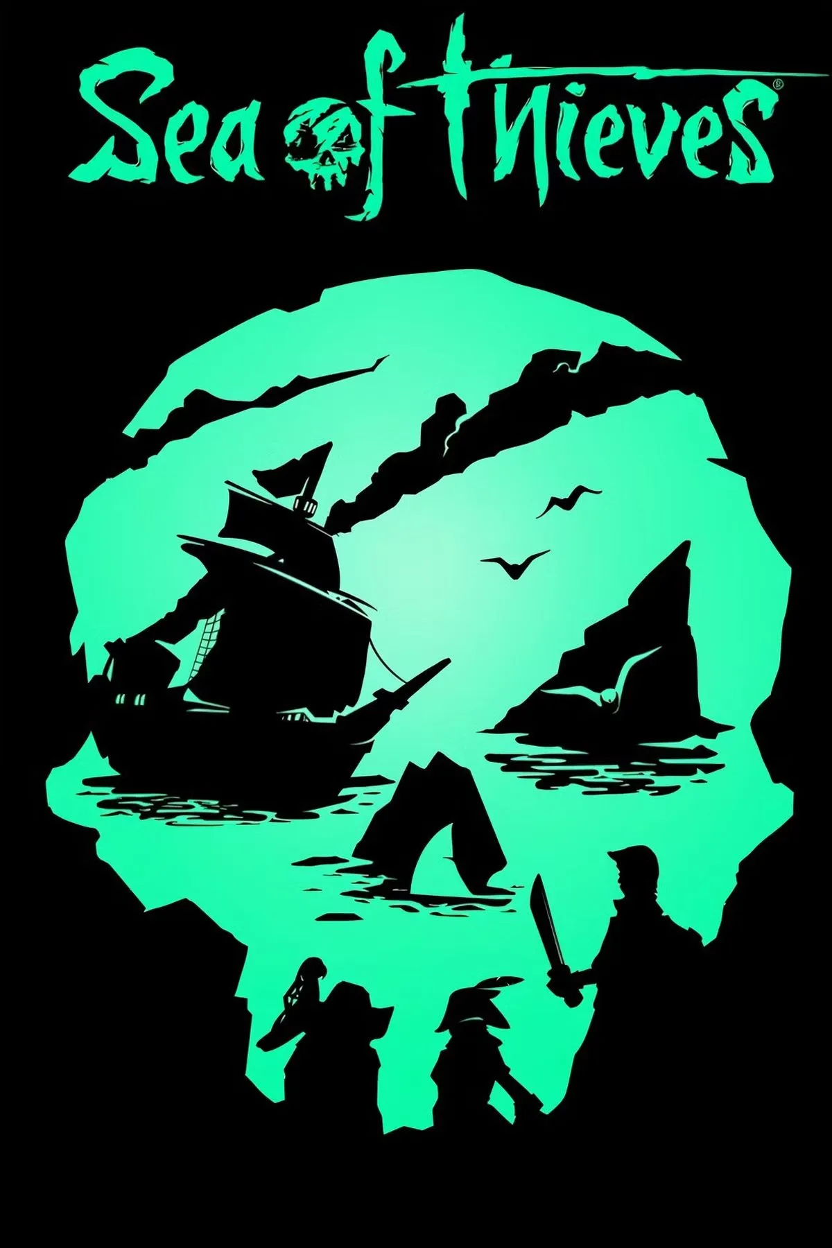 Một con tàu cướp biển buồm căng gió lướt đi trên biển cả rộng lớn trong Sea of Thieves
