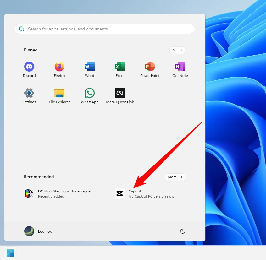Một quảng cáo xuất hiện trong Start Menu của Windows 11