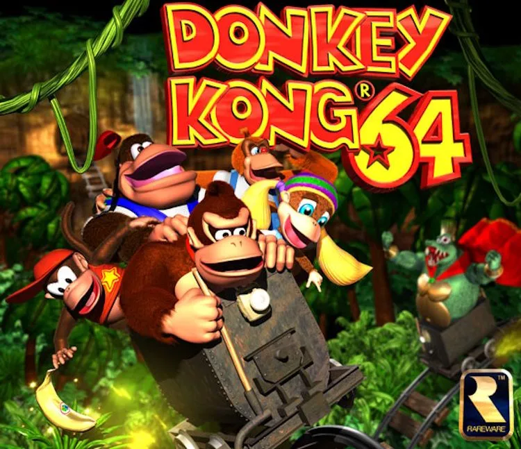 Nhóm khỉ đột nắm tay nhau trong Donkey Kong 64