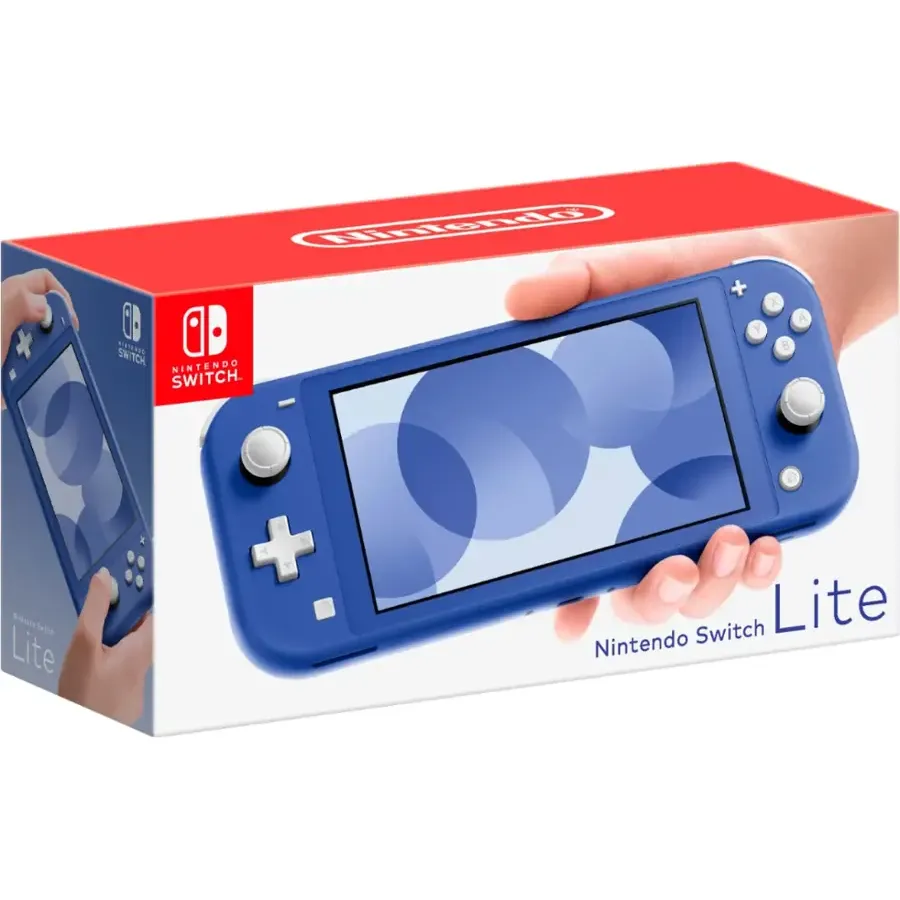 Nintendo Switch Lite màu vàng với màn hình sáng.