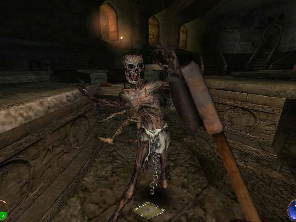 Screenshot game Arx Fatalis, một hầm ngục tối tăm với yếu tố RPG.