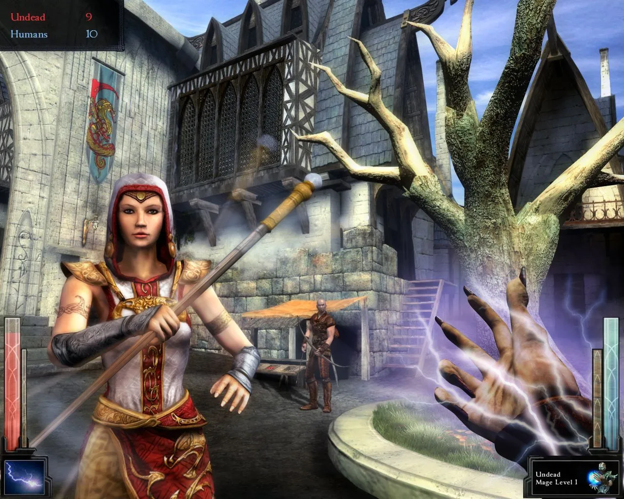 Screenshot game Dark Messiah of Might and Magic với cảnh chiến đấu cận chiến, yếu tố vật lý.
