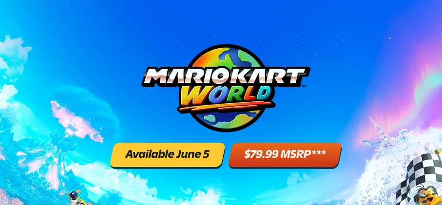 Screenshot giới thiệu Mario Kart World, minh họa cho cách công bố game dung hòa của Nintendo