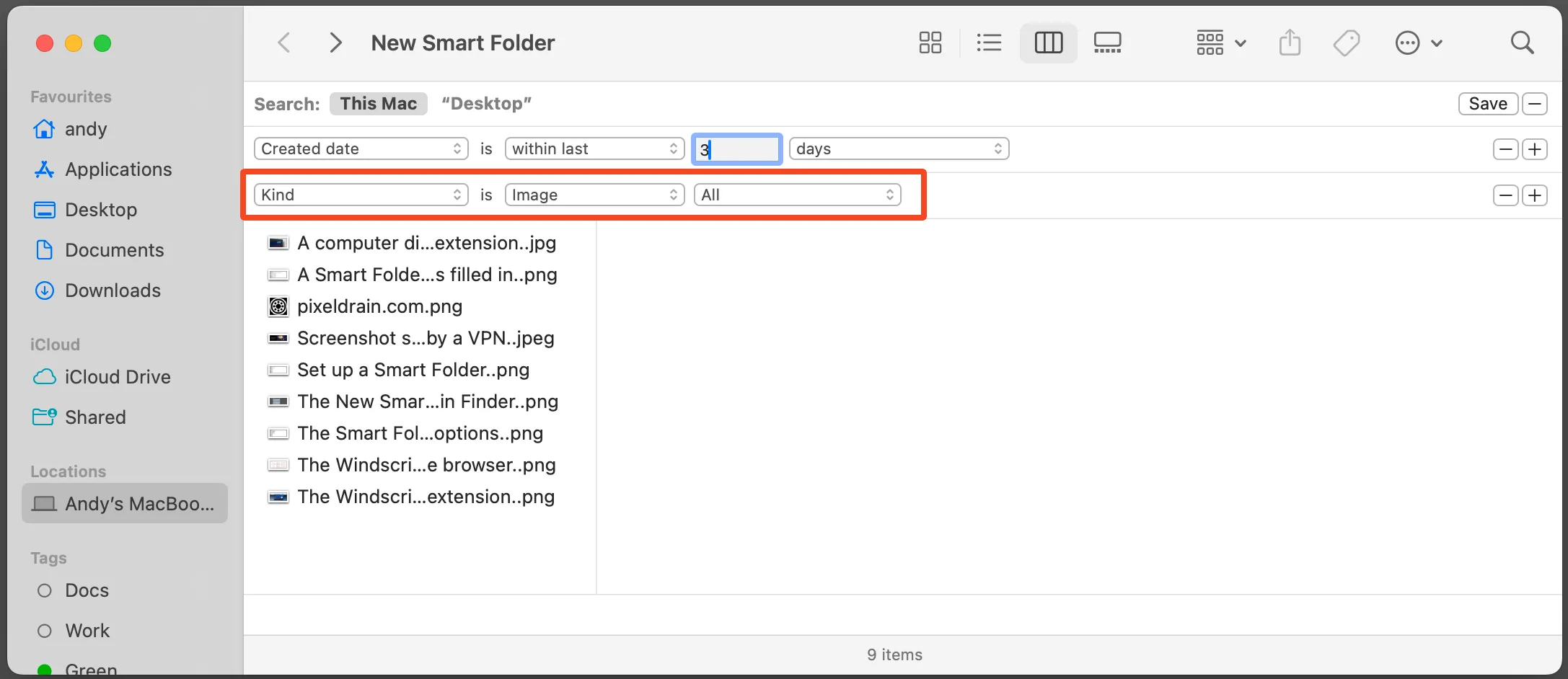 Smart Folder có thêm quy tắc lọc loại hình ảnh để thu hẹp kết quả tìm kiếm