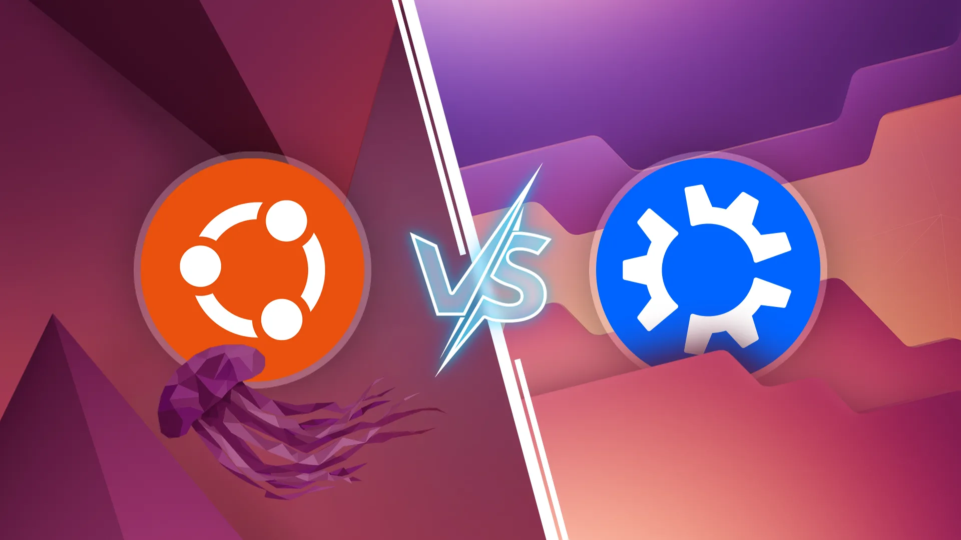 So sánh giao diện người dùng giữa Ubuntu (GNOME) và Kubuntu (KDE Plasma), minh họa sự khác biệt giữa hai bản phân phối Linux.