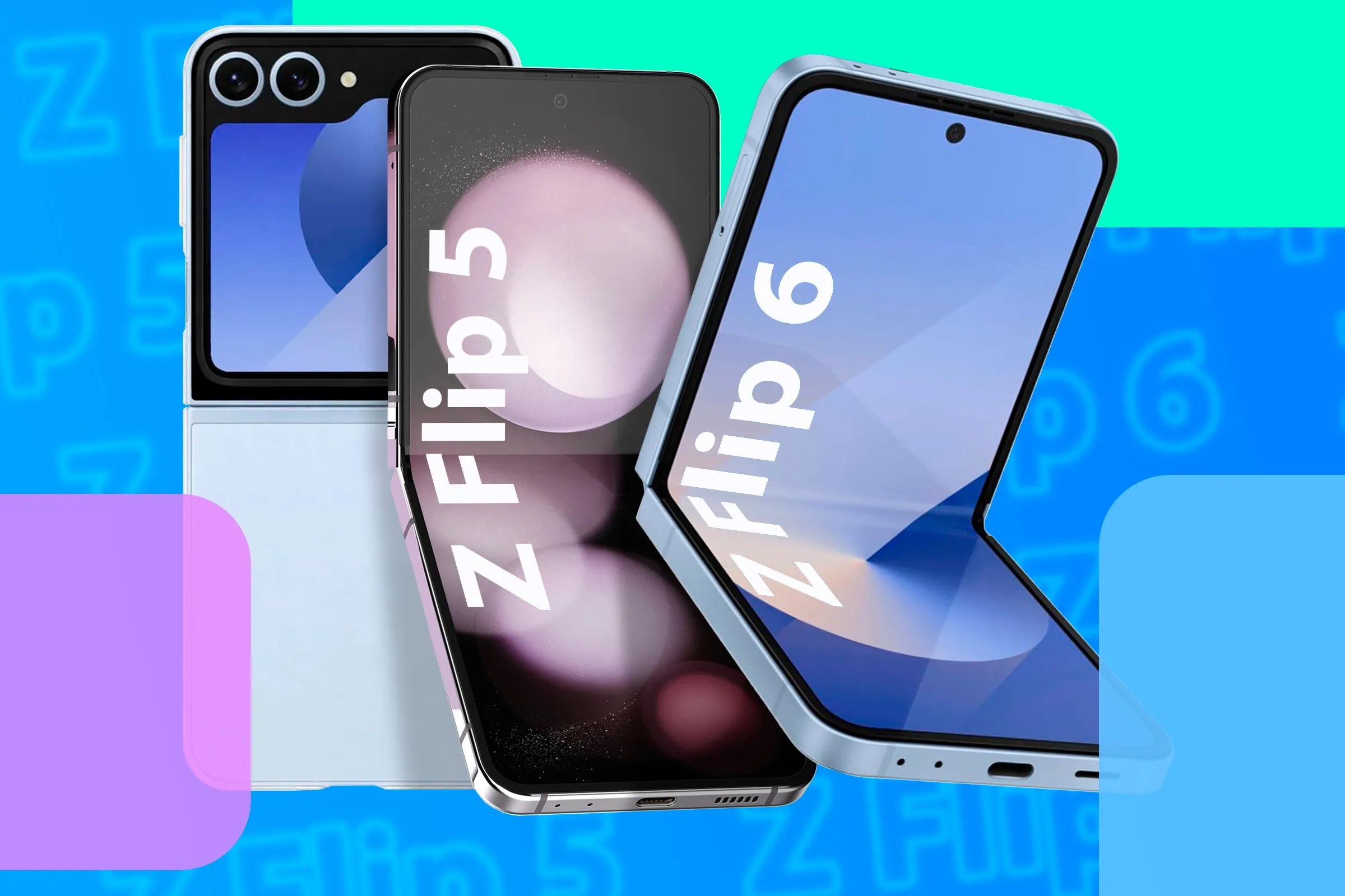 So sánh thiết kế giữa Galaxy Z Flip 5 và Galaxy Z Flip 6, thể hiện sự phát triển của dòng điện thoại gập Samsung