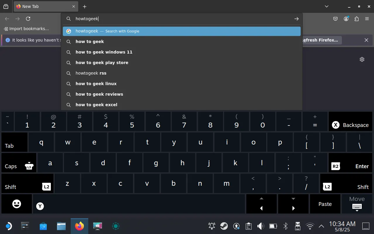 Sử dụng bàn phím ảo trên Steam Deck khi ở Chế độ Desktop, giúp nhập liệu dễ dàng hơn