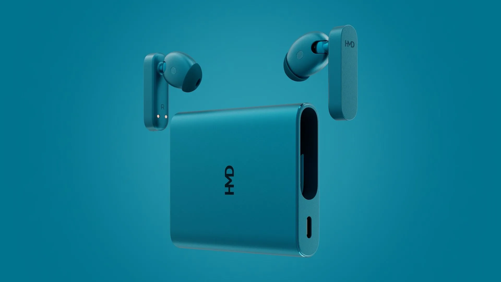 Tai nghe HMD Amped Buds và hộp sạc kiêm pin dự phòng