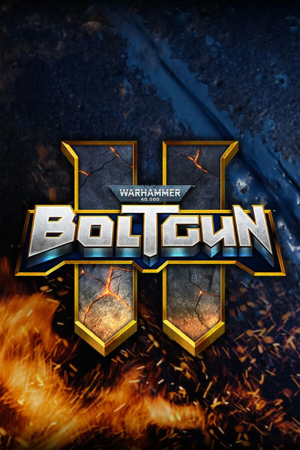 Tấm bìa game Warhammer 40,000: Boltgun với hình ảnh Space Marine chiến đấu