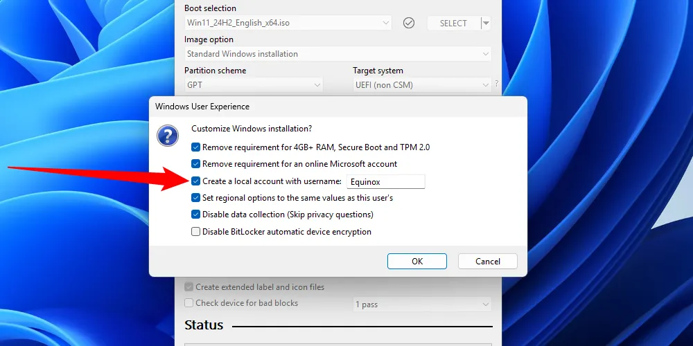 Tạo tài khoản cục bộ khi cài đặt Windows 11 bằng Rufus