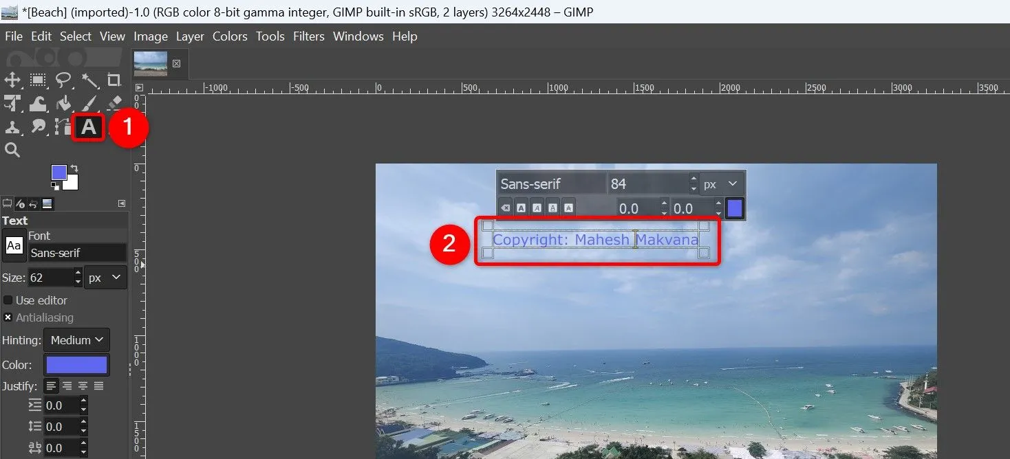 Tạo watermark chữ và tùy chỉnh trong phần mềm GIMP