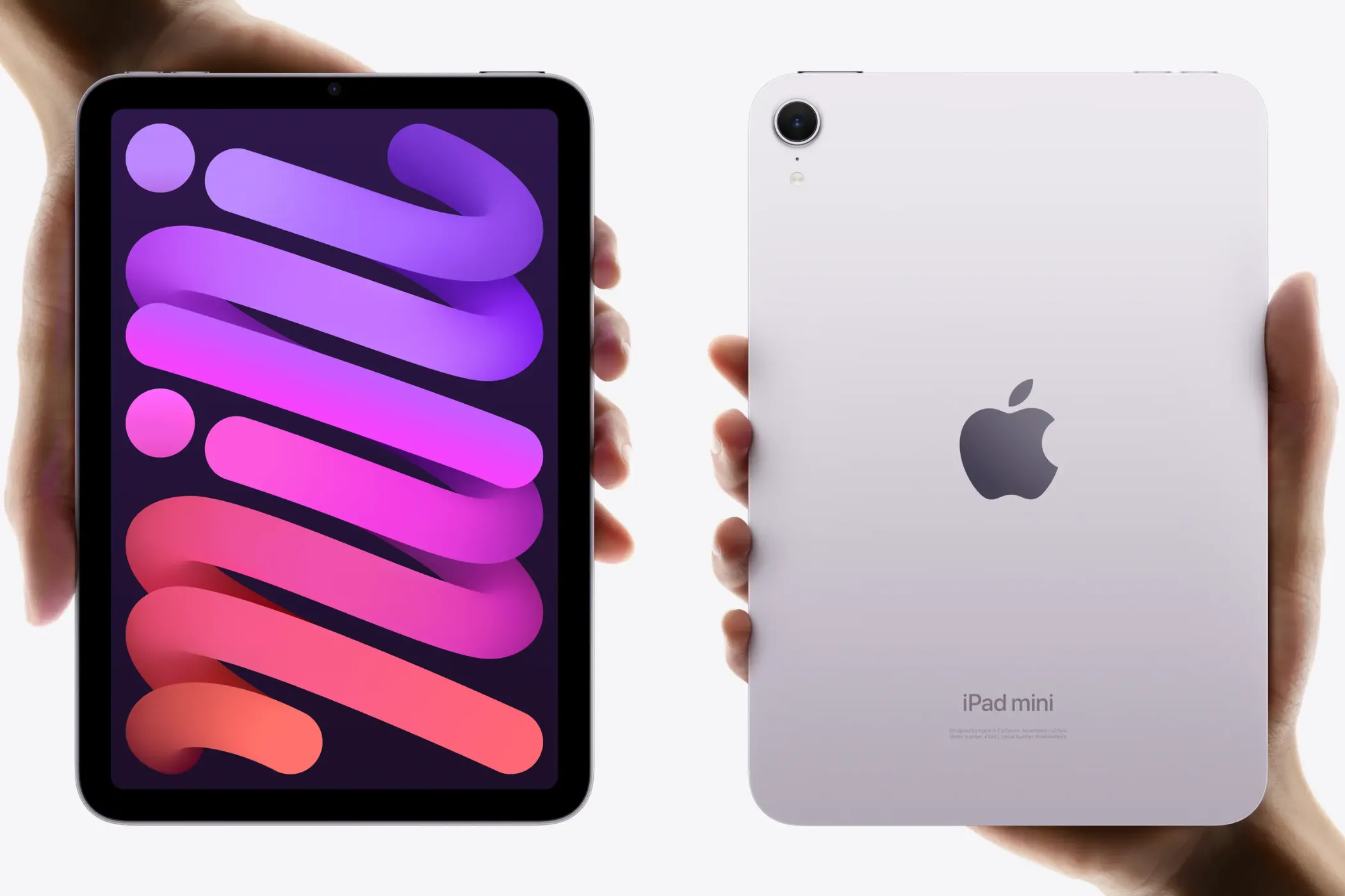 Thiết bị iPad mini nhìn từ mặt trước và mặt sau, hiển thị màn hình và camera sau.