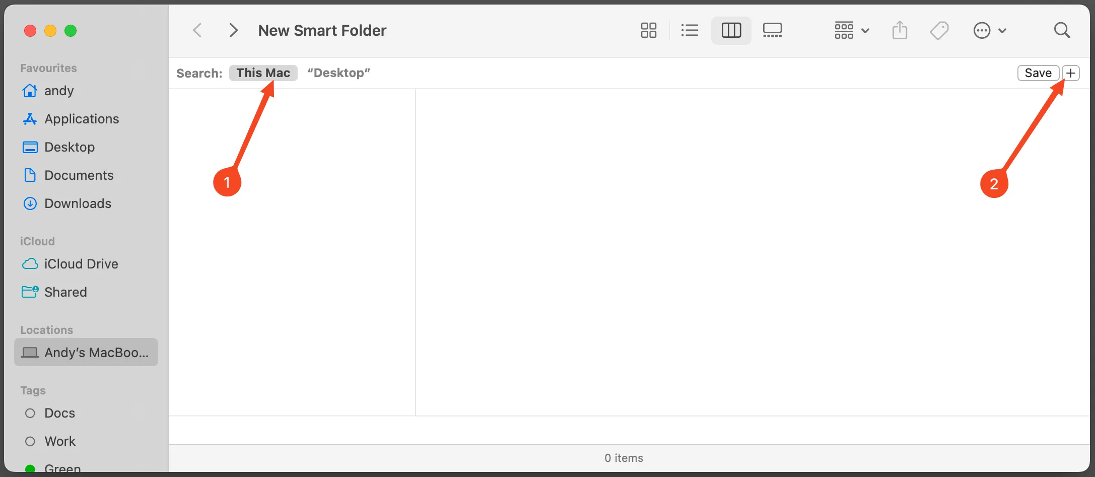 Thiết lập Smart Folder trên Mac bằng cách chọn phạm vi tìm kiếm và thêm quy tắc